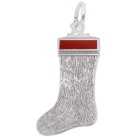 Stocking Charm In 14K White Gold