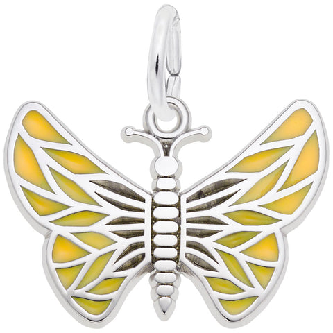 Butterfly Charm In 14K White Gold