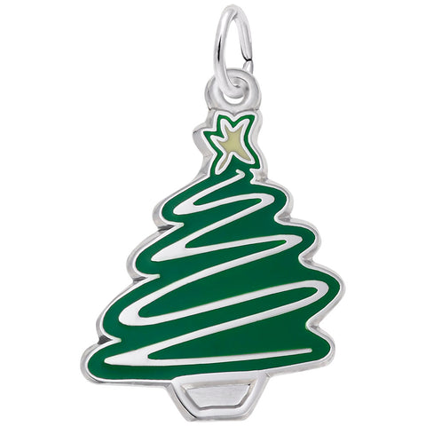 Christmas Tree Charm In 14K White Gold