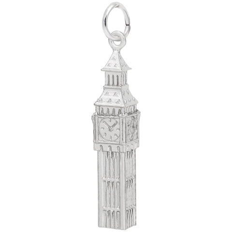 Big Ben Charm In 14K White Gold