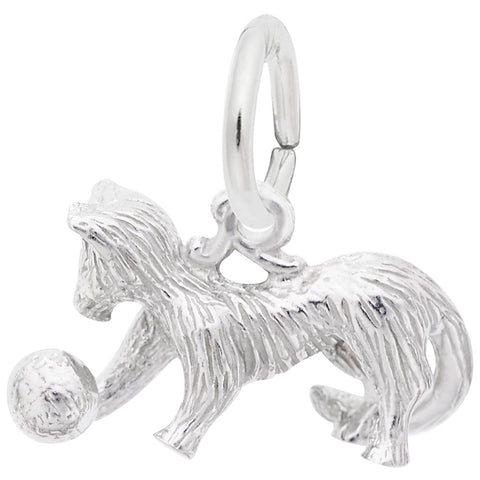 Cat Charm In 14K White Gold