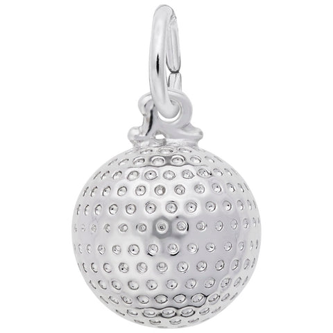 Golf Ball Charm In Sterling Silver