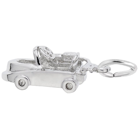 Go Cart Charm In 14K White Gold