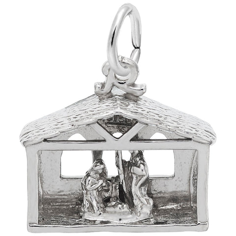 Nativity Charm In 14K White Gold