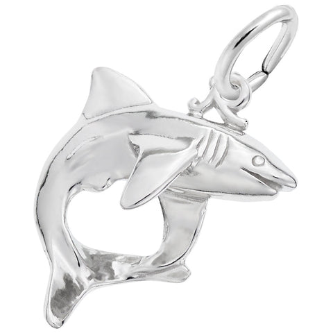 Shark Charm In 14K White Gold