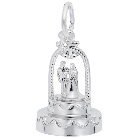 Wedding Cake Charm In 14K White Gold