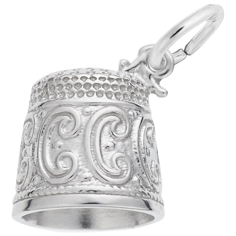 Thimble Charm In 14K White Gold