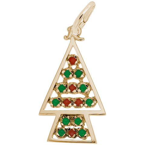 Christmas Tree Charm in Yellow Gold Plated