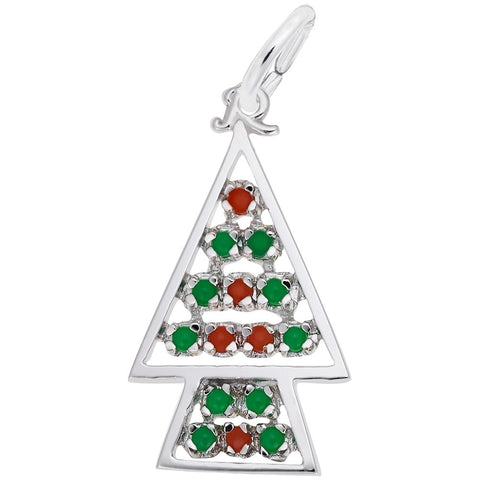 Christmas Tree Charm In Sterling Silver