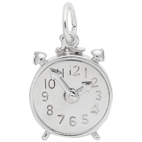 Alarm Clock Charm In 14K White Gold