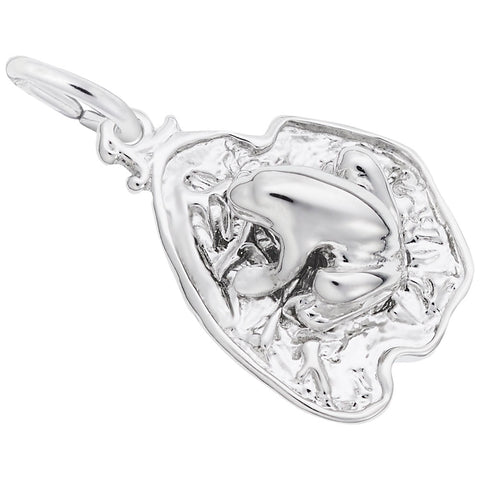 Frog On Lily Pad Charm In Sterling Silver