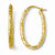 14k Yellow Gold Textured Oval Hinged Hoop Earrings