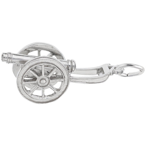 Cannon Charm In 14K White Gold