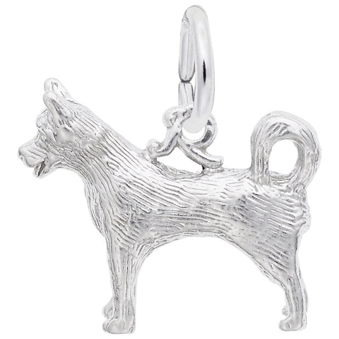 Dog, Husky Charm In Sterling Silver