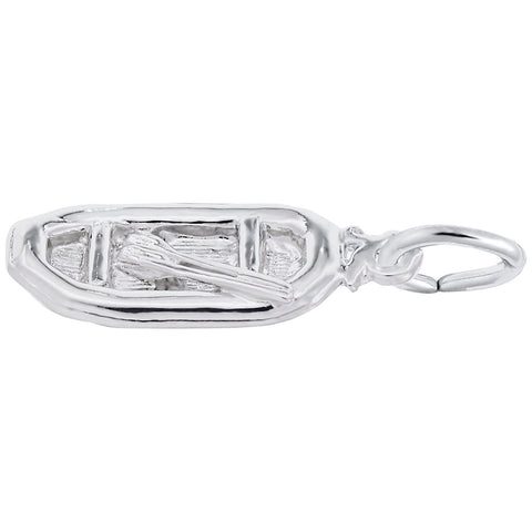 White Water Raft Charm In 14K White Gold