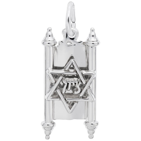 Torah Charm In 14K White Gold