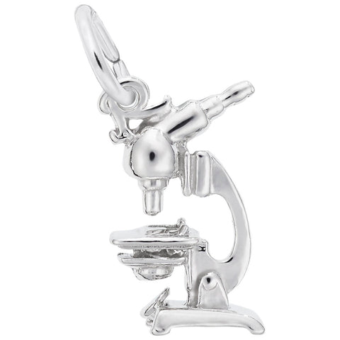 Microscope Charm In 14K White Gold