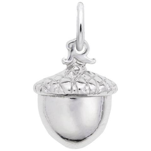 Acorn Charm In 14K White Gold