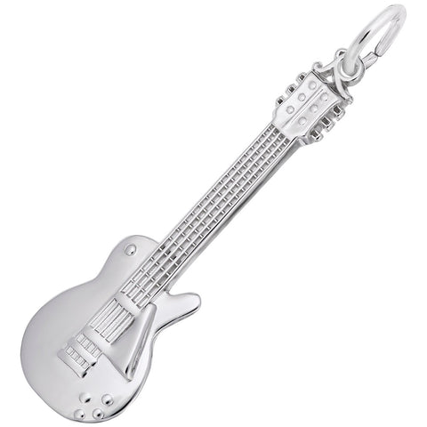 Electric Guitar Charm In 14K White Gold