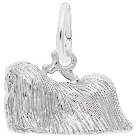 Pekingese Charm In 14K White Gold