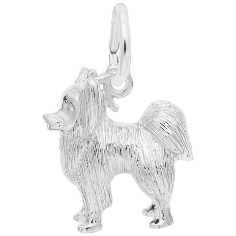 Dog, Papillon Charm In 14K White Gold