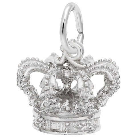 Crown Charm In 14K White Gold