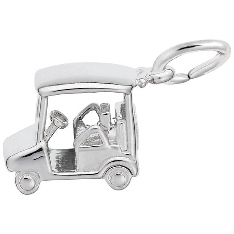 Golf Cart Charm In 14K White Gold