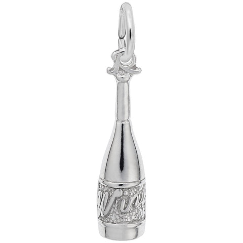 Wine Bottle Charm In 14K White Gold