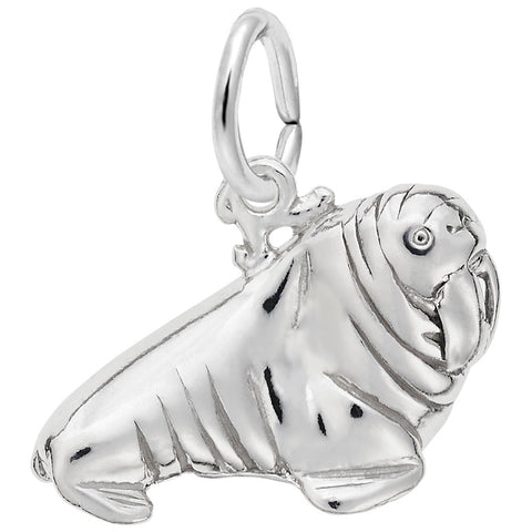 Walrus Charm In 14K White Gold