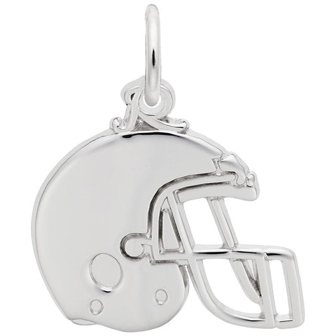 Football Helmet Charm In 14K White Gold