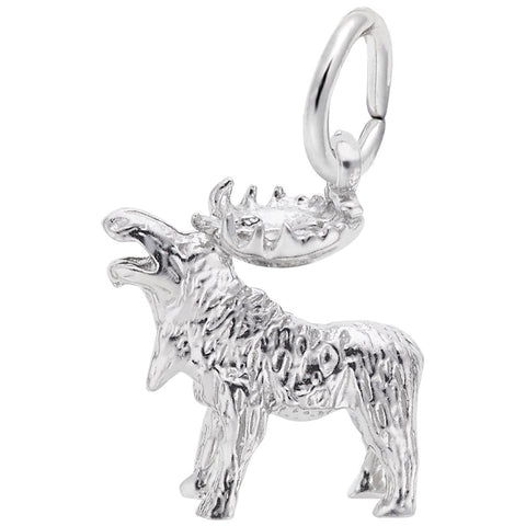 Moose Charm In 14K White Gold