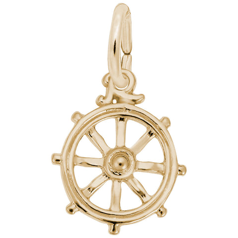 Ships Wheel Charm In Yellow Gold