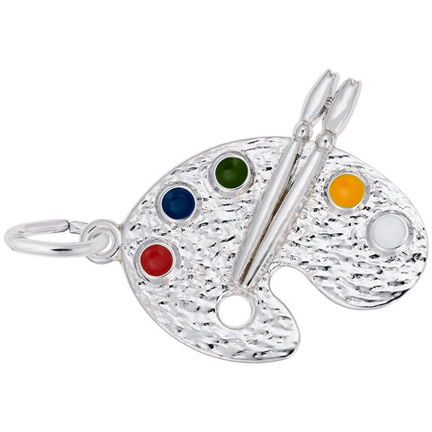 Artist Palette Charm In Sterling Silver