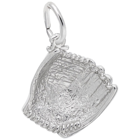 Baseball Glove Charm In 14K White Gold