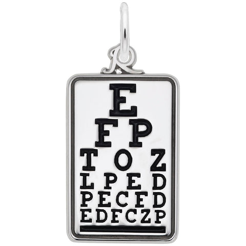 Eye Chart Charm In Sterling Silver