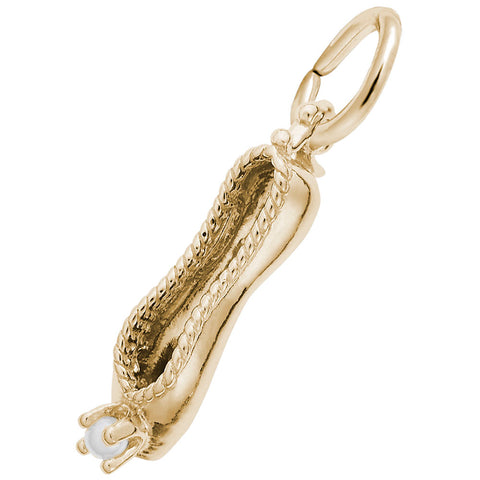 Ballet Slipper W/Pearl Charm In Yellow Gold