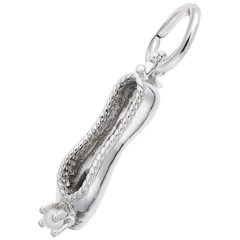 Ballet Slipper W/Pearl Charm In Sterling Silver