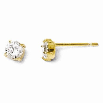 14k Yellow Gold CZ Stud-4.0mm Earrings
