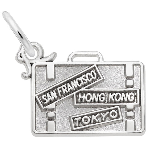 Suitcase Charm In 14K White Gold