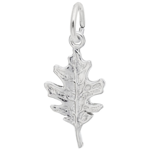 Oak Leaf Charm In 14K White Gold