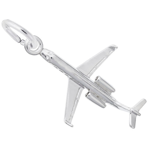 Airplane Regional Charm In 14K White Gold