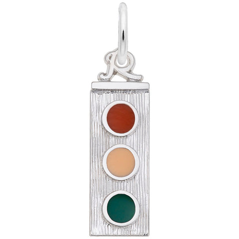 Traffic Light Charm In 14K White Gold