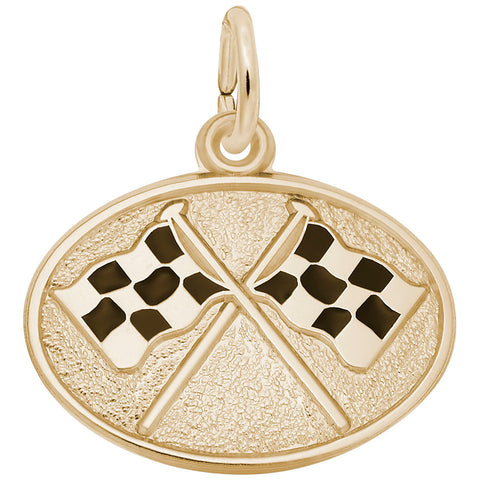 Flags Crossed Charm in Yellow Gold Plated