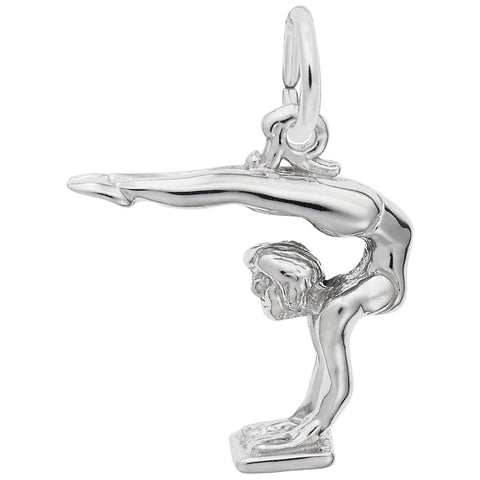 Gymnast Charm In 14K White Gold