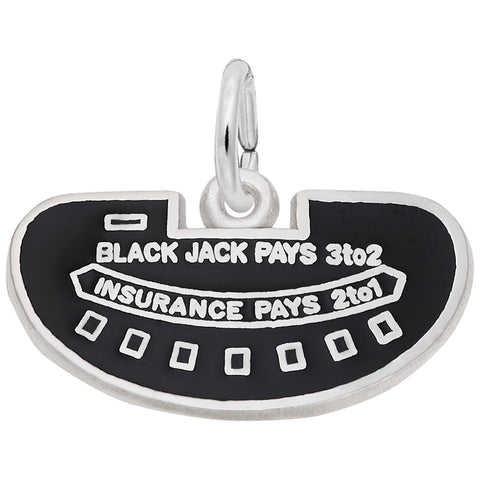 Black Jack Table Charm In 14K White Gold