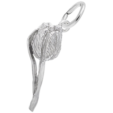 Tulip Charm In 14K White Gold