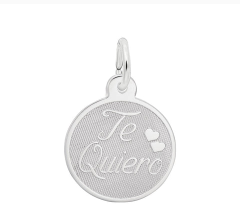 Te Quiero Charm In 14K White Gold