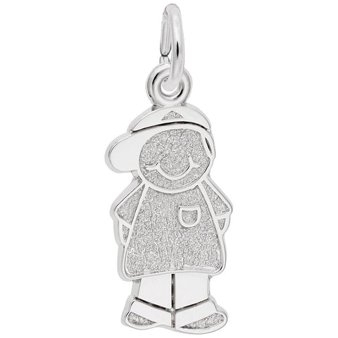 Boy W/Baseball Cap Charm In Sterling Silver