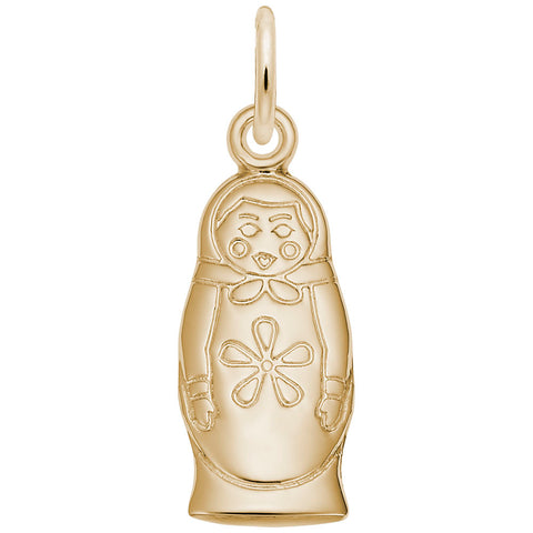 Matryoshka Doll Flat Back Charm in Yellow Gold Plated