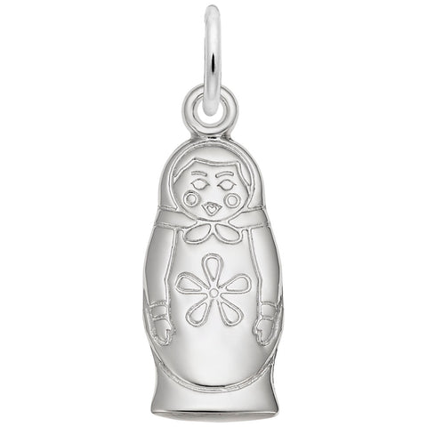 Matryoshka Doll Flat Back Charm In 14K White Gold